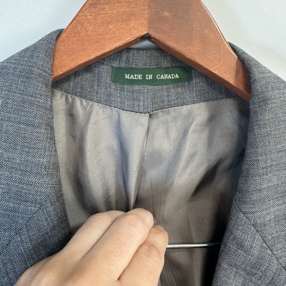 VTG 48L Lauren Ralph Lauren Wool Gray 2-Piece Suit Herringbone 40x28 Classic Fit - Picture 11 of 16